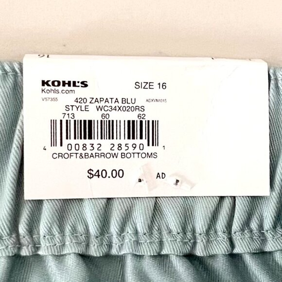 Croft & Barrow Womens Tapered Mid Rise Pants Size 16 Zapata Blue Relaxed Fit NWT - Picture 5 of 16